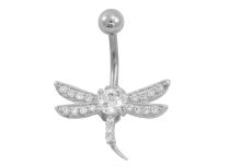 Fancy White Crystal Steel Banana with Dragonfly Strass | Itc