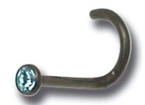 Black Steel Nose Stud with Crystal | Itc