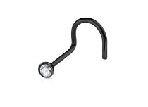 Black Steel Nose Stud with Crystal | Itc