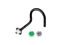 Stud Nose Steel Black 0.8 mm with Crystal Scratched | Itc