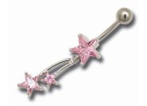 Banana Steel Rhodium Plated Shooting Star Pink pattern | Itc