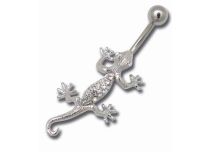 Rhodium-plated steel banana with crystal lizard motif | Itc