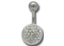 Banana Steel Rhodium Plated Round Multicrystal | Itc