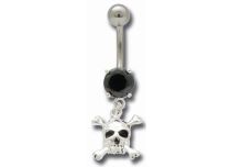 Banana Steel Fancy Black Crystal and Skull Pendant | Itc