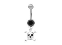 Banana Steel Fancy Black Crystal and Skull Pendant | Itc