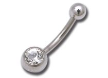 Navel Banana Titanium Metal White Crystal | Itc