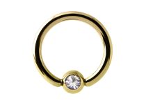 Gold Ball Ring 4 mm Zirconia Crystal Facet | Itc