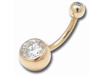 Banana Navel Gold Balls 4 / 8 mm Double Zirconium White | Itc