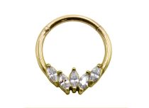 Steel Ring PVD Gold Hinge 5 Strass | Itc