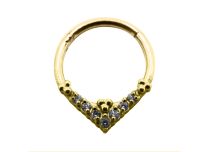 Steel Ring PVD Gold Rhinestone Hinge Itc