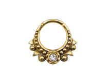 Steel hinge ring gold ornamental white rhinestone 1.2x8