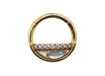 Ring titanium PVD Gold Hinge motif straight bar | Itc