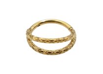 Titanium rings PVD Gold Double circle pattern hinge| Itc