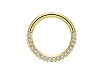anneau clicker titane gold torsadé strass blanc