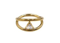 Rings titanium PVD Gold Hinge pattern double ring triangle| Itc