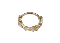 Anneau Charnière Cobalt Chrome PvdGold Motif triangle & Rond strass Blanc
