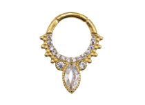Hinge ring steel gold drop rhinestone white multi rhinestone | Itc