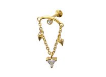 Labret Acier Doré pendant triangle Strass | Itc