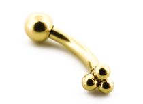 Micro Banana 1.2 x 6 mm Steel PVD Gold Trinity Ball pattern | Itc