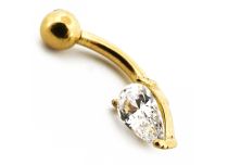 Micro Banana Steel PVD Gold with Strass Waterdrop motif | Itc