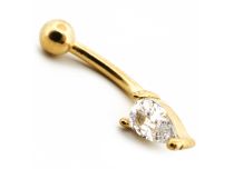 Micro Banana Steel PVD Gold Strass Waterdrop | Itc
