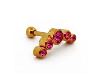 Barbell Steel PVD Gold Special Tragus Strass Pink Ball | Itc
