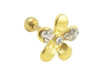 Micro Barbell Steel Gold Flower with Strass | Itc