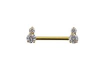 bijou de téton titane PVD gold double strass