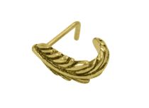 Nose Stud Steel Gold Straight Angle Feather Pattern | Itc