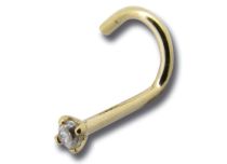 Steel Nose Stud Fine Gold 0.8 mm Cristal Griffé Blanc | Itc