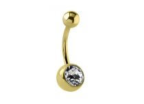 Navel Banana Steel Gold Fine White Crystal | Itc