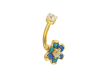 Micro banane Acier PVD GOLD spéciale Rook en Motif 5 Pétales OPALE