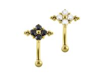 Fine gold-plated steel banana 1.2X8 crystal