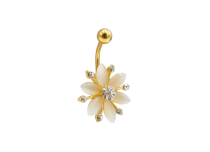 Banana Steel gilt 1.6x10 flower and white rhinestones.
