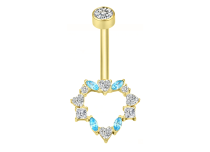 Banana steel PVD GOLD 1.6x10 triple rhinestone ball design