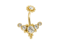 Banana steel PVD GOLD 1.6x10 arabesque pattern rhinestones