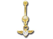 Banana Steel Gilded Fine Gold Fancy Winged Heart Set White Crystal | Itc