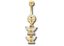 Banana Steel Gold Fine Fantasy Butterflies Set White Crystal | Itc