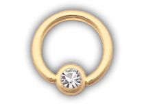 Gold plated steel ring with white crystal ball 4 mm | Itc