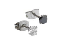 Pair of Steel Chips with Round Crystal Black or White | Itc