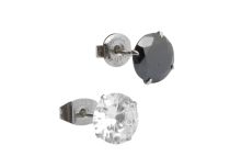 Pair of Steel Chips with Round Black Crystal | Itc