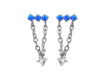 Pair of blue triple bead earrings and pendant | Itc