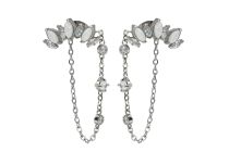 Pair of opal and white rhinestone crown earrings | Itc