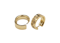 Paire d'oreille PVD GOLD Cobalt Chrome CoCr Boucle ronde strass Blanc Carré