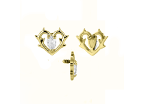 Accessoire interne titane PVD gold ASTM F136 c&oelig;ur couronn&eacute; strass blanc ITC Piercing
