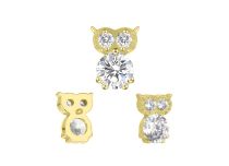 Accessoire interne Titane pvd gold motif chouette strass blanc