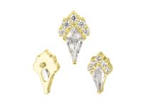 Accessoire interne Titane pvd gold  0.9 motif losange strass Blanc