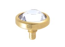 Gold plated steel disc fine internal screw with colored crystal | Itc