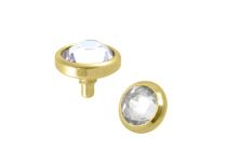 Gold plated steel disc fine internal screw with colored crystal | Itc