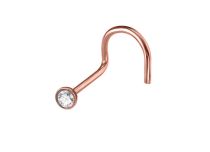 Pink Steel Nose Stud 2,3 mm with Colored Crystal | Itc